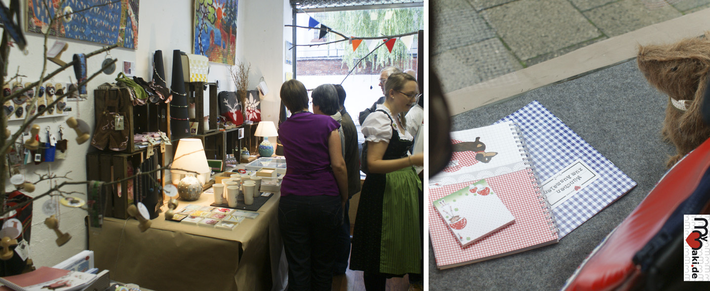 Mit Zamperl, Hut und Dirndl Vernissage